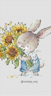 Bunny with flowers by Svetlana Nemiritskaya