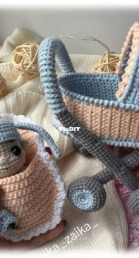 Cute Dream Toys Design - Babaika zaika - Alexandra Razinkova - Doll in a baby-carriage