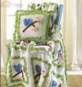 Maggie Weldon - PB018 Bluebird Afghan and Pillow Set