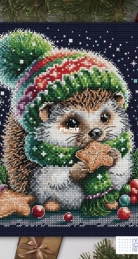 Hedgehog and Christmas Cookie by Anastasiia Yermakova