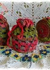 Yellow Pink and sparkly - Janet McMahon -Handy Dandy sock Yarn Bags- free