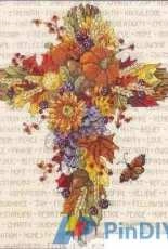 Janlynn 023-0458 - Fall Floral Cross by Nancy Rossi