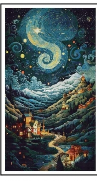 Abakan - Night Star Over The Mountain Town by Urszula PPrzygrodzka