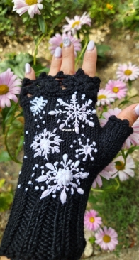 Knitted& embroided mittens