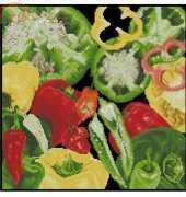 Peppers Pillow by Donna Vermillion Giampa from Just Cross Stitch - December 2003 XSD