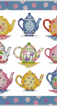 Teatime Trends - Teapot Sampler by Susan Bates From Cross Stitch Gold 74 XSD
