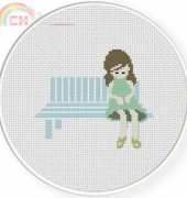 Daily Cross Stitch Sitting Girl