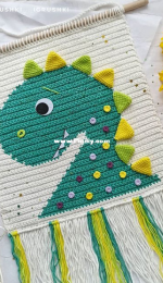 Plyushki igrushki - Tatiana/Tatyana Paddubskaya - Wall hanging Dinosaur - Татьяна Паддубская - Настенное панно Динозаврик - Russian