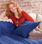 Red Heart- Bonnie Barker- LW2919 Basketweave Diamond Throw and Pillow- Free