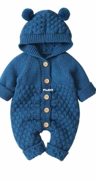 Baby Bear Hooded Romper (0 to 6 and 6 to 12 months) - Marina Potykalova