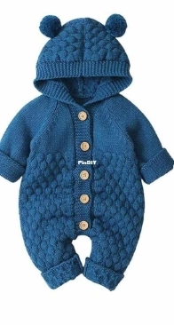 Baby Bear Hooded Romper (0 to 6 and 6 to 12 months) - Marina Potykalova