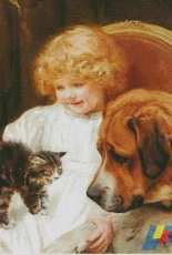Bozenka 1001 Girl with cat and dog
