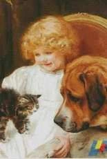 Bozenka 1001 Girl with cat and dog