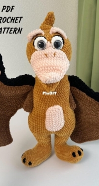 Crochet toys digital - funny velvet dino - English