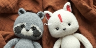 Fosei the White Fox and Rakun the Racoon by Trang Lê - Shino Crafts