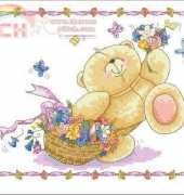 Anchor Forever Friends FRC80 Bunny Hugs, FRC74 The Big Day,  FRC803 Little Flower,  AD204 In the Clouds Applique Cushion, A Basket Full Of Love from Cross Stitcher 157