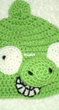 Jezebear Designs - Green Angry Pig Inspired Beanie - Free
