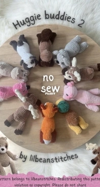 Lil Bean Stitches - Lilbeanstitches - Adina Laithwaite - Huggie Buddies 2: Flamingo, Axolotl, Mallard, Platypus, Sloth, Koala, Panda, Bear, Deer, Moose and Fox