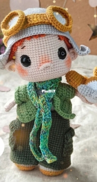 Cute Pattern By Ya - Crochet Friends Toys - Elena Bondarenko - Doll Pilot Aviator with Airplane - English