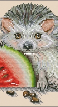 Hedgehog with watermelon. Design by Alexandra Kulakova