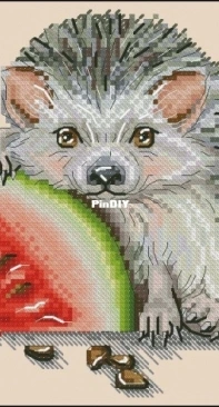 Hedgehog with watermelon. Design by Alexandra Kulakova