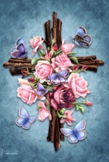 HAED HAEBAMINI 4315 Mini Butterfly Rose Cross by Brigid Ashwood (Large Format)