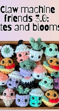 Simply Sima Decor - Simply Sima crochet - Sonia Kanygina - Claw machine friends 3.0 Bites & Blooms: Cactus, Snake plant, Bubble tea, Hamburger, Sushi roll, Shrimp Sushi and icecream cone
