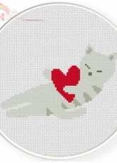 Daily Cross Stitch - Sleep Kitty Love