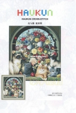 Haukun A077 - Cat in Flowers