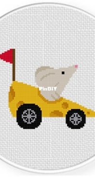 Daily Cross Stitch - Mouse in Cheese Car