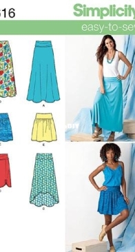 Simplicity - S1616 - Misses Knit and Woven Skirts - Sizes 8-16 - English, Spanish