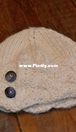 Braided Cable Buttoned Hat by Lindsey Freeman-Free