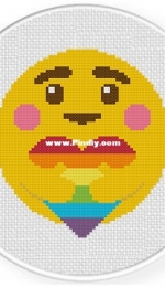 Daily Cross Stitch - Emoji Hugs Rainbow Heart