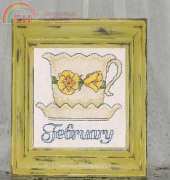 Teacup Afghan Series - February Primrose by Mary Bartley Stockett from The Cross Stitcher February 1996