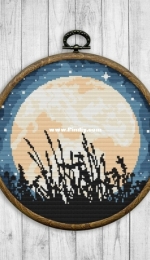 2x2 Stitch Art - Full Moon Landscape # 18