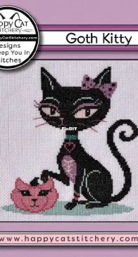 Happy Cat Stitchery - Goth Kitty - Free