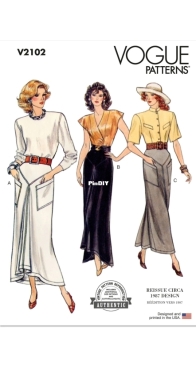 Vogue Patterns - V2102 - Vintage Skirts - Sizes 6-14 - English, French, German