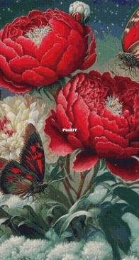 Abakan - Peonies 20 With DMC by Teresa Kotulska