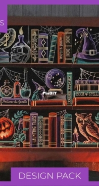 Urban Threads - EDP87243-1 Build a Halloween Bookshelf Scene - Design Pack - Machine Embroidery Files