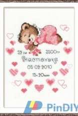 Riolis 1123 Girls Birth Announcement