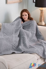 Red Heart- LW4132 Checkerboard Textures Throw by Katherine Eng- Free