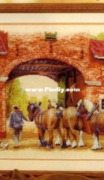 Vervaco 75144 - Team of Three Horses at the Nerem Farm