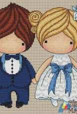 EB Design Magic Dolls Couple Blue & White
