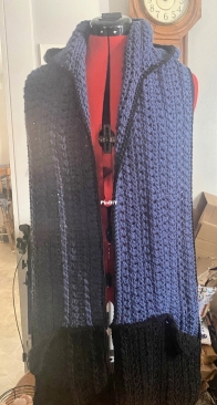 been working on hooded scarf . i love how it turned out
