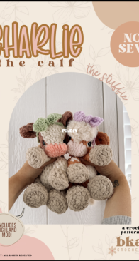 Bkay Crochet co - Brandi Martin - Charlie the Calf the Stuffie (includes Highland mod)