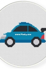 Daily Cross Stitch - Blue Cute Sports Car
