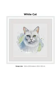 Banani Stitchery - Watercolor White Cat by Anna Banani XSD