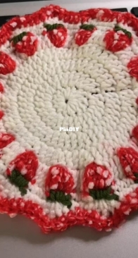 Crochet Strawberry Coaster - Red
