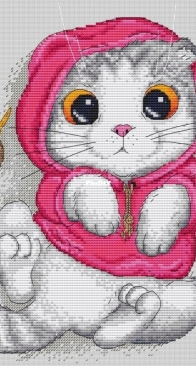 Shine Stitch - Pink And Green Kitty by Irina Bazhenova