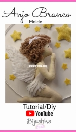 Bijushka Craft - Anjo Branco / White Angel - Felt - Portuquese - Free